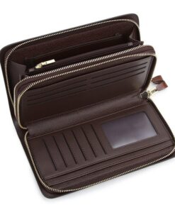 Clutch cầm tay 2 ngăn khóa màu nâu VOC18