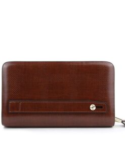 Clutch cầm tay 2 ngăn khóa màu nâu VOC18