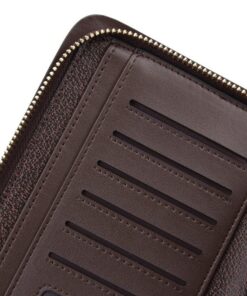 Clutch cầm tay 2 ngăn khóa màu nâu VOC18