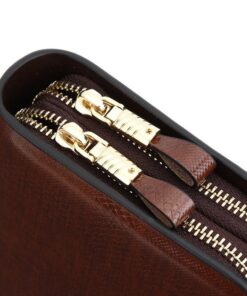 Clutch cầm tay 2 ngăn khóa màu nâu VOC18