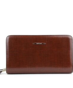 Clutch cầm tay 2 ngăn khóa màu nâu VOC18