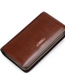 Clutch cầm tay 2 ngăn khóa màu nâu VOC18