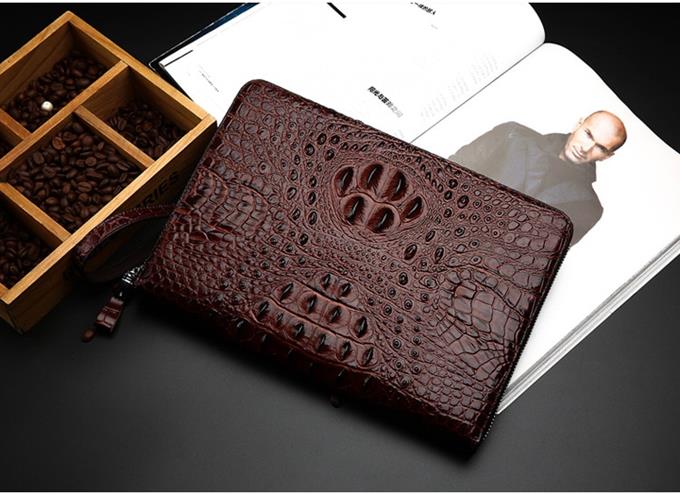 Clutch da bò dập vân cá sấu màu nâu CT25-N 23 Clutch da bò dập vân cá sấu màu nâu CT25-N