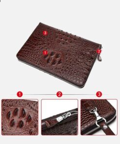 Clutch da bò dập vân cá sấu màu nâu CT25-N 2 Clutch da bò dập vân cá sấu màu nâu CT25-N