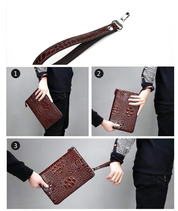 Clutch da bò dập vân cá sấu màu nâu CT25-N 18 Clutch da bò dập vân cá sấu màu nâu CT25-N