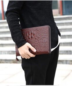 Clutch da bò dập vân cá sấu màu nâu CT25-N 9 Clutch da bò dập vân cá sấu màu nâu CT25-N