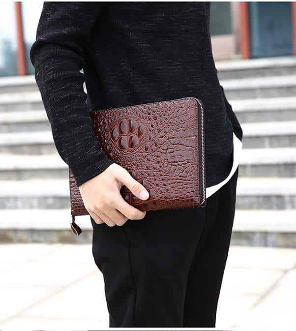 Clutch da bò dập vân cá sấu màu nâu CT25-N 20 Clutch da bò dập vân cá sấu màu nâu CT25-N