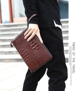 Clutch da bò dập vân cá sấu màu nâu CT25-N 8 Clutch da bò dập vân cá sấu màu nâu CT25-N