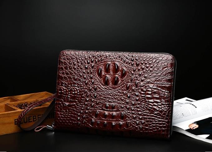 Clutch da bò dập vân cá sấu màu nâu CT25-N 22 Clutch da bò dập vân cá sấu màu nâu CT25-N