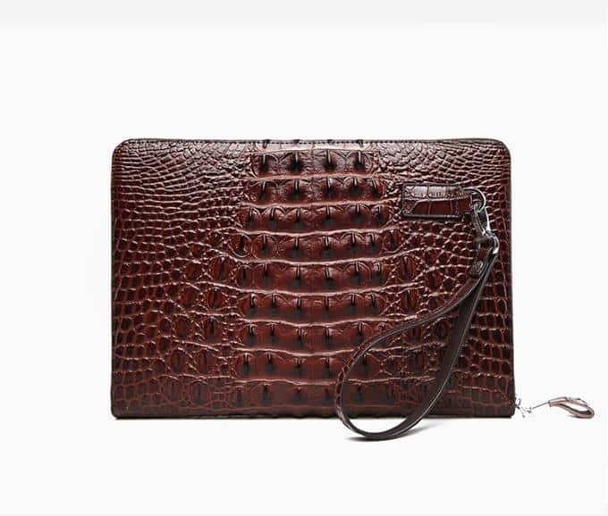 Clutch da bò dập vân cá sấu màu nâu CT25-N 26 Clutch da bò dập vân cá sấu màu nâu CT25-N