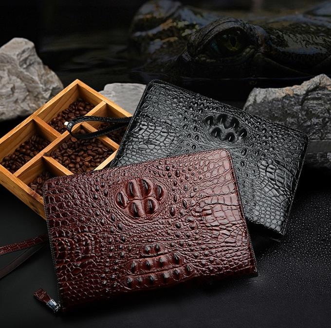 Clutch da bò dập vân cá sấu màu nâu CT25-N 15 Clutch da bò dập vân cá sấu màu nâu CT25-N