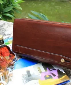 Clutch nam da bò màu nâu cao cấp VOC08