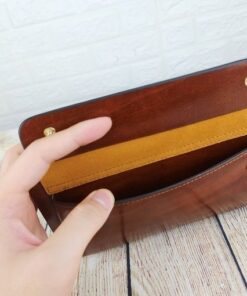 Clutch nam da bò màu nâu cao cấp VOC08