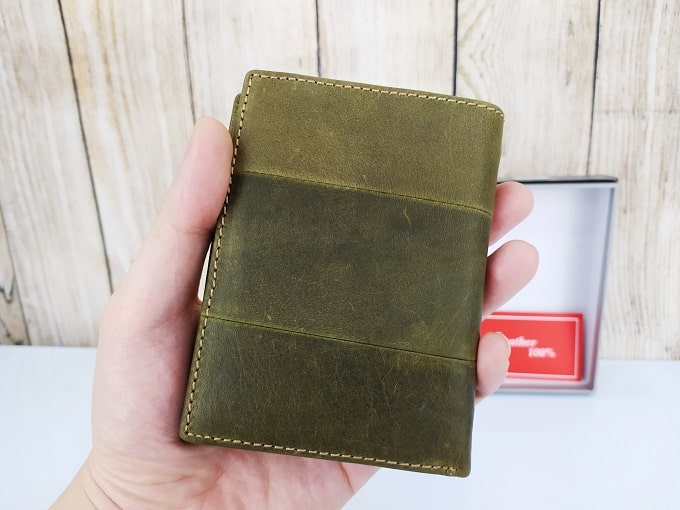 Ví da Cefiro dáng đứng màu xanh rêu NX23 26 Ví da Cefiro dáng đứng màu xanh rêu NX23