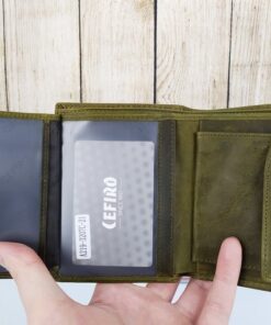 Ví da Cefiro dáng đứng màu xanh rêu NX23 12 Ví da Cefiro dáng đứng màu xanh rêu NX23
