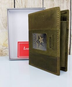 Ví da Cefiro dáng đứng màu xanh rêu NX23